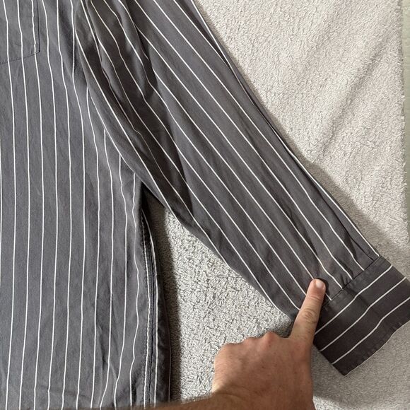 Avirex Shirt Mens Size XXL Button Up Gray White Stripes Jesse Pinkman Y2K Grunge - Picture 12 of 16